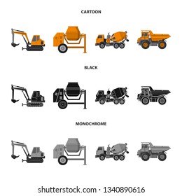 Isolated object of build and construction logo. Collection of build and machinery vector icon for stock.