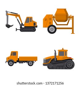 Isolated object of build and construction logo. Collection of build and machinery stock vector illustration.
