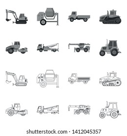Isolated object of build and construction logo. Collection of build and machinery stock symbol for web.