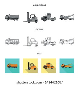 Isolated object of build and construction logo. Set of build and machinery vector icon for stock.