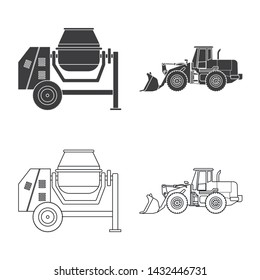 Isolated object of build and construction logo. Set of build and machinery stock vector illustration.