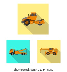 Isolated object of build and construction sign. Collection of build and machinery stock vector illustration.
