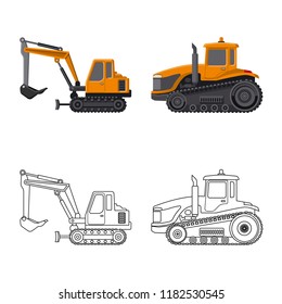 Isolated object of build and construction sign. Set of build and machinery stock symbol for web.