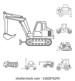 Isolated object of build and construction sign. Collection of build and machinery stock vector illustration.