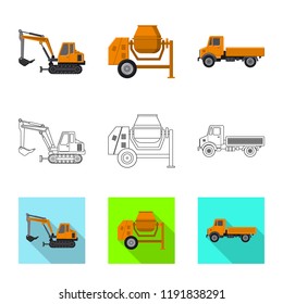 Isolated object of build and construction sign. Collection of build and machinery vector icon for stock.