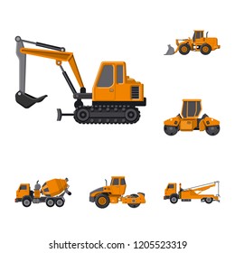 Isolated object of build and construction sign. Set of build and machinery vector icon for stock.