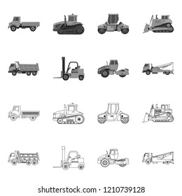 Isolated object of build and construction sign. Collection of build and machinery stock vector illustration.