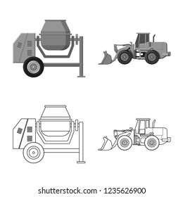 Isolated object of build and construction sign. Set of build and machinery stock symbol for web.