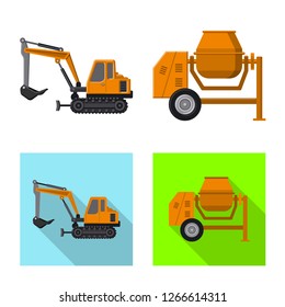 Isolated object of build and construction sign. Collection of build and machinery stock vector illustration.
