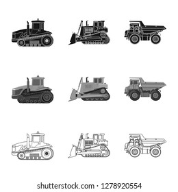 Isolated object of build and construction sign. Collection of build and machinery stock vector illustration.