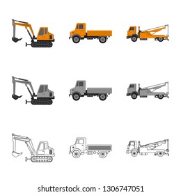 Isolated object of build and construction sign. Set of build and machinery stock vector illustration.