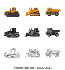Isolated object of build and construction sign. Set of build and machinery stock symbol for web.
