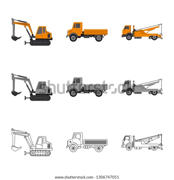 Isolated object of build and\
construction sign. Set of build and machinery stock vector\
illustration.