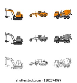 Isolated object of build and construction symbol. Set of build and machinery vector icon for stock.