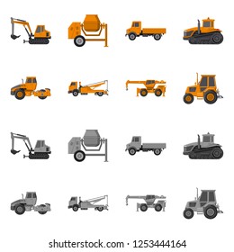 Isolated object of build and construction symbol. Collection of build and machinery stock vector illustration.