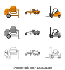 Isolated object of build and construction symbol. Set of build and machinery stock symbol for web.