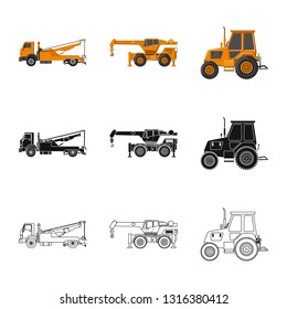 Isolated object of build and construction symbol. Set of build and machinery stock symbol for web.