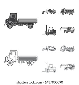 Isolated object of build and construction symbol. Collection of build and machinery stock vector illustration.