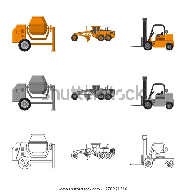 Isolated object of build and\
construction symbol. Set of build and machinery stock symbol for\
web.
