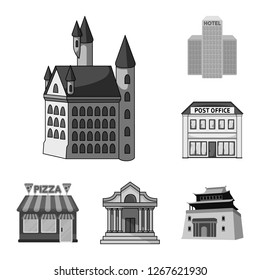Isolated object of building and city icon. Set of building and business stock vector illustration.