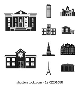 Isolated object of building and city icon. Set of building and business stock vector illustration.