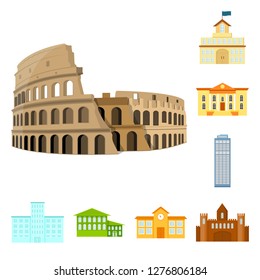 Isolated object of building and city icon. Set of building and business stock vector illustration.