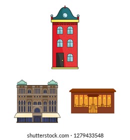 Isolated object of building and city icon. Set of building and business stock symbol for web.