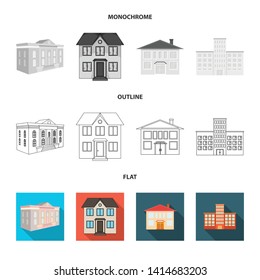 Isolated object of building and city icon. Collection of building and modern stock symbol for web.