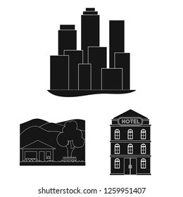 Isolated object of building and city logo. Collection of building and business stock symbol for web.