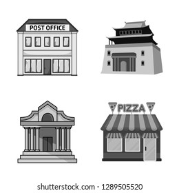 Isolated object of building and city logo. Set of building and business vector icon for stock.