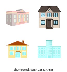 Isolated object of building and city sign. Collection of building and modern stock vector illustration.