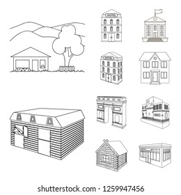 Isolated object of building and city sign. Collection of building and business stock vector illustration.