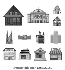 Isolated object of building and city sign. Collection of building and business stock vector illustration.