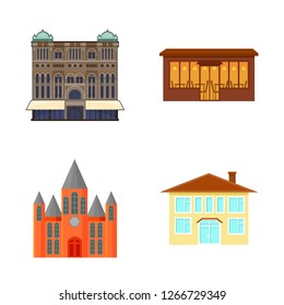 Isolated object of building and city sign. Set of building and business stock vector illustration.