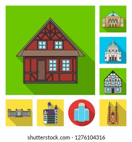 Isolated object of building and city symbol. Collection of building and business stock vector illustration.