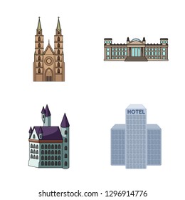 Isolated object of building and city symbol. Collection of building and business vector icon for stock.