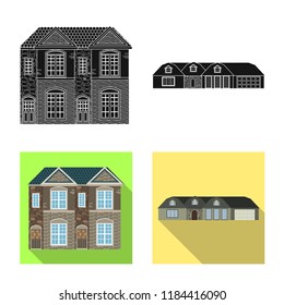 Isolated object of building and front icon. Set of building and roof stock vector illustration.