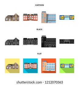 Isolated object of building and front icon. Set of building and roof vector icon for stock.