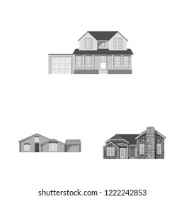 Isolated object of building and front icon. Collection of building and roof vector icon for stock.