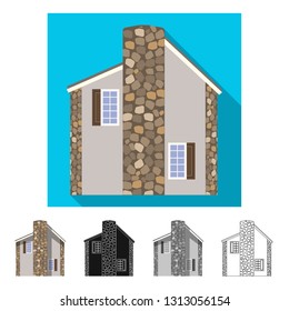 Isolated object of building and front icon. Collection of building and roof vector icon for stock.
