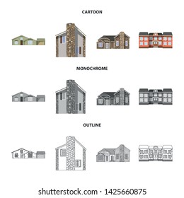 Isolated object of building and front icon. Collection of building and roof vector icon for stock.