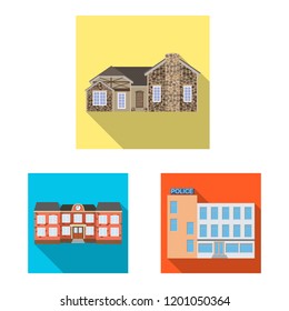 Isolated object of building and front logo. Collection of building and roof vector icon for stock.