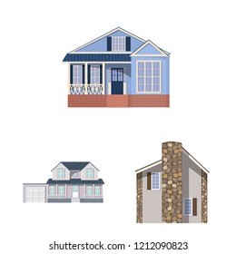 Isolated object of building and front logo. Set of building and roof stock vector illustration.
