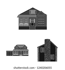 Isolated object of building and front logo. Collection of building and roof stock symbol for web.