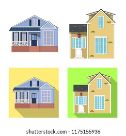 Isolated object of building and front sign. Collection of building and roof vector icon for stock.