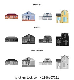 Isolated object of building and front sign. Collection of building and roof vector icon for stock.