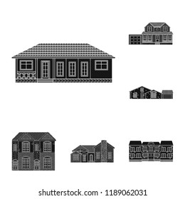 Isolated object of building and front sign. Set of building and roof stock vector illustration.