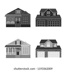 Isolated object of building and front sign. Set of building and roof vector icon for stock.