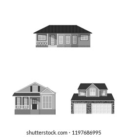 Isolated object of building and front sign. Set of building and roof vector icon for stock.