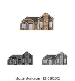 Isolated object of building and front sign. Collection of building and roof vector icon for stock.